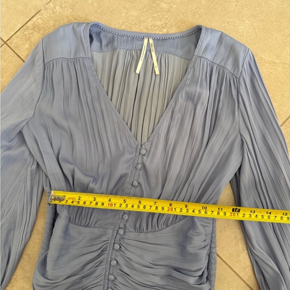 Anthropologie Silky Boho Bohemian Flowy Elegant Blue Women's Top - Picture 9 of 11